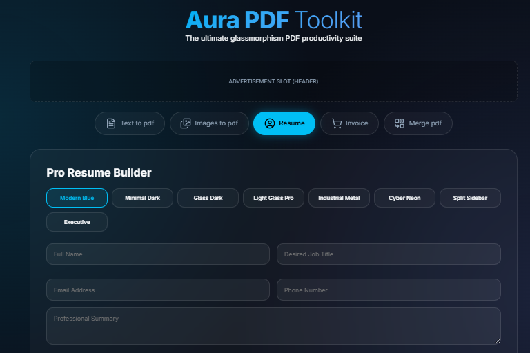 AI Pdf , resume , invoice tool